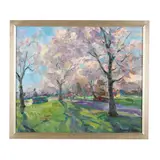 Cherry Blossom Time by James P. Kerr, Oil on linen canvas, sold Jun 2025