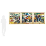 Market Scene Triptych by Charles J. Movalli, Acrylic on canvas, sold Jun 2025