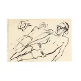 Two Men on the Beach by Claude Howell, Ink on paper, sold Jun 2025