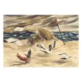 Storm on the Beach by Claude Howell, Watercolor on paper, sold Jun 2025