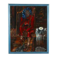 Seated Woman by John T. Biggers, Oil on panel, sold Jun 2025