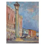 St. Mark's Column, Venice by Leon Makielski, Oil on panel, sold Jun 2025