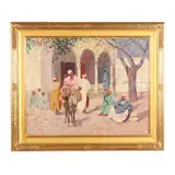 Courtyard Scene by Caleb Arnold Slade, Oil on canvas, offered Jun 2025
