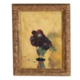 Still Life with Pansies by Edward Lintott, Oil on canvas board, sold Jun 2025