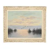 Ducks Landing at Dusk by Roland Clark, Oil on canvas, sold May 2025