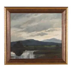 Pastoral Landscape with Peat Stacks by Douglas Alexander, Oil on panel, sold May 2025