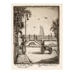 High Battery Steps, Charleston by Elizabeth O'Neill Verner, Etching on paper, sold May 2025
