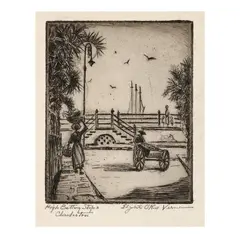 High Battery Steps, Charleston by Elizabeth O'Neill Verner, Etching on paper, sold May 2025