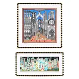 Malabaristas Parapsicologicos / Alphabet City (Two Works) by Pedro Friedeberg, Each a print in colors in custom Pedro Friedeberg ebonized and gilt-decorated wood frame, sold May 2025