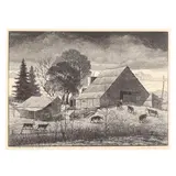 Jeter Spivey's Place by Leo Meissner, Wood engraving, sold May 2025