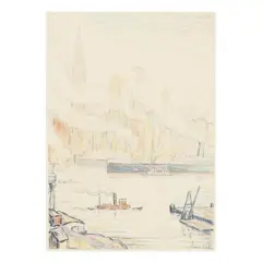 New York Harbor by Chester Leich, Watercolor on paper, sold May 2025