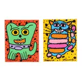 Happy Cat / Happy Dog (Two Works) by Geri Haywood, Acrylic on canvas, sold May 2025