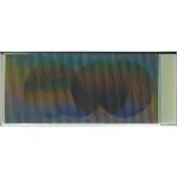 153 . by Carlos Cruz-Diez, Sérigraphie sur plexiglass, panneau plexiglass coulissant et structure en aluminium, sold Jun 2023
