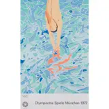 Le plongeur (Olympische Spiele München) - 1972 by David Hockney, Lithographie sur papier fin, pleine page, sold Jun 2023