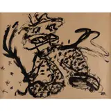 D'une voix rauque by Jean Raine, 1962, Encre de Chine sur papier marouflé sur toile libre, sold Jun 2023