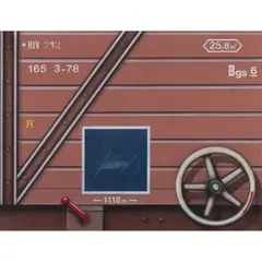 Wagon SNCF détail avec volant by Peter Klasen, 1976, Acrylique sur toile, sold Jun 2023