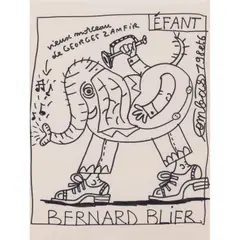 Bernard Blier by Robert Combas, 1986, Feutre sur papier, sold Jun 2023