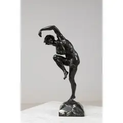 Faune dansant by Louis Jules Delapchier, Bronze à patine brune, signé sur la terrasse " L Delapchier", sold Jul 2023