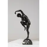 Faune dansant by Louis Jules Delapchier, Bronze à patine brune, signé sur la terrasse " L Delapchier", sold Jul 2023