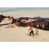 Skieurs aux Rousses, Jura by Jules-Émile Zingg, 1935, Huile sur toile, sold Oct 2023