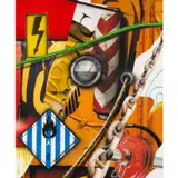 Fuel / Inflammable / Bleu / Ficelle by Peter Klasen, 2017, Technique mixte sur fond sérigraphique sur toile, sold Oct 2023