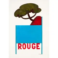 Rouge by Claude Gilli, 1986, Bois peint et collage sur papier, sold Oct 2023