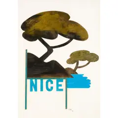 Nice by Claude Gilli, 1986, Bois peint et collage sur papier, sold Oct 2023