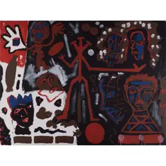 Musikproblems by A. R. Penck, 1984, Huile sur toile, sold Dec 2023