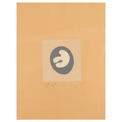 Blatt aus der Serie 'Le Soleil recerclé by Jean Arp, 1966, color woodcut, sold Oct 2025
