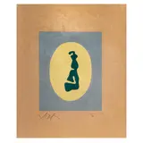 Blatt aus der Serie 'Le Soleil recerclé by Jean Arp, 1966, color woodcut, sold Oct 2025