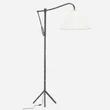 Floor lamp by attribution Jacques Adnet, c. 1950, saddle-stitched leather over steel, brass, sold Jan 2023