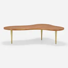 Coffee table, model 1759 by T. H. Robsjohn-Gibbings, 1950 / 1951, cherry, brass, sold Jan 2023