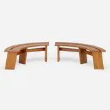 Benches model S38, pair by Pierre Chapo, c. 1970, elm, sold Jan 2023
