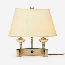 Table lamp by Jacques Adnet, c. 1970, silver-plated brass, sold Jan 2023