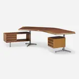 Executive desk, model T96 by Osvaldo Borsani, 1956, rosewood, chrome-plated steel, aluminum, sold Jan 2023