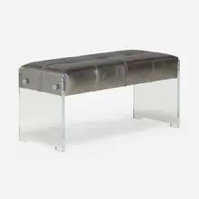 Piano bench by Vladimir Kagan, c. 1975, Lucite, leather, aluminum, sold Jan 2023