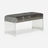 Piano bench by Vladimir Kagan, c. 1975, Lucite, leather, aluminum, sold Jan 2023