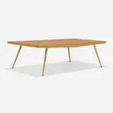 Coffee table, model 1786 by T. H. Robsjohn-Gibbings, 1953, bleached mahogany, brass, sold Jan 2023