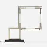 Table lamp by Jacques Adnet, c. 1970, aluminum, painted wood, sold Jan 2023