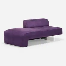Omnibus sofa by Vladimir Kagan, c. 1970, upholstery, acrylic, sold Jan 2023