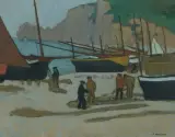 Fischer am Strand (Bretagne) by Heinrich Schröder, oil on canvas, sold Sep 2026