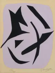 L'Oiseau sur fond rose by Georges Braque, 1962, color woodcut, sold Sep 2026