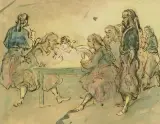 Zouaven beim Kartenspielen by Constantin Guys, watercolor, sold Sep 2026