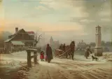 Neuenburg an der Weichsel im Winter (in West-Preussen) by Hermann Meyerheim, oil on panel, sold Sep 2026