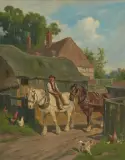 Pferde und Bauer auf dem Hof by Claude Cardon, 1915, oil on canvas, offered Sep 2026