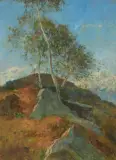Birke am Hang by Gioachimo Galbusera, oil on panel, offered Sep 2026