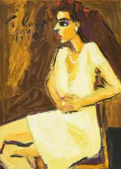 Sitzende Frau by Gernot Kissel, 1996, oil on canvas, sold Sep 2026