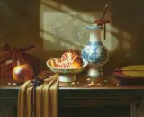 Granatapfel mit 100 Kernen by Lu Dongming, oil on canvas, sold Sep 2026