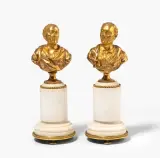Frankreich, Louis XVI, Ende 18.Jh by 1 Paar Büsten, "Jean Jacques Rousseau" und "Voltaire", bronze, sold Sep 2026