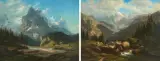 Zwei Berglandschaften: Grosse Scheidegg mit Wetterhorn / Monte Rosa Massiv by Johann Matthias Neithardt, oil on canvas, offered Sep 2026
